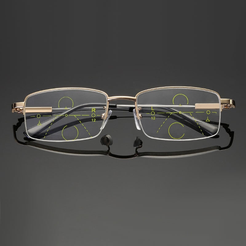 Half-Rim Multifocal-Style Reading Glasses in Black or Gold