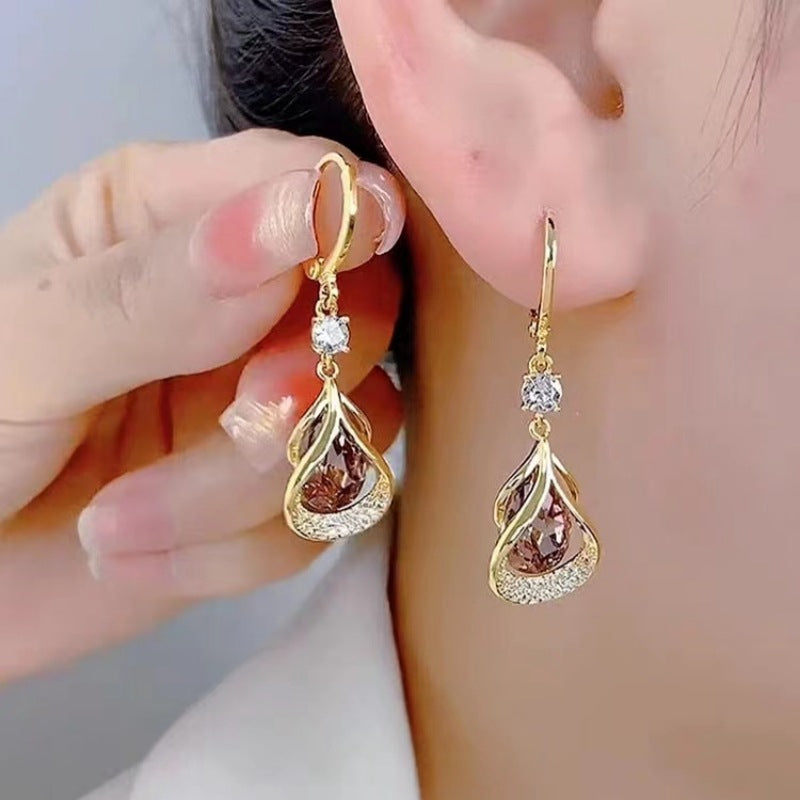 Geometric Teardrop Cat s Eye Earrings