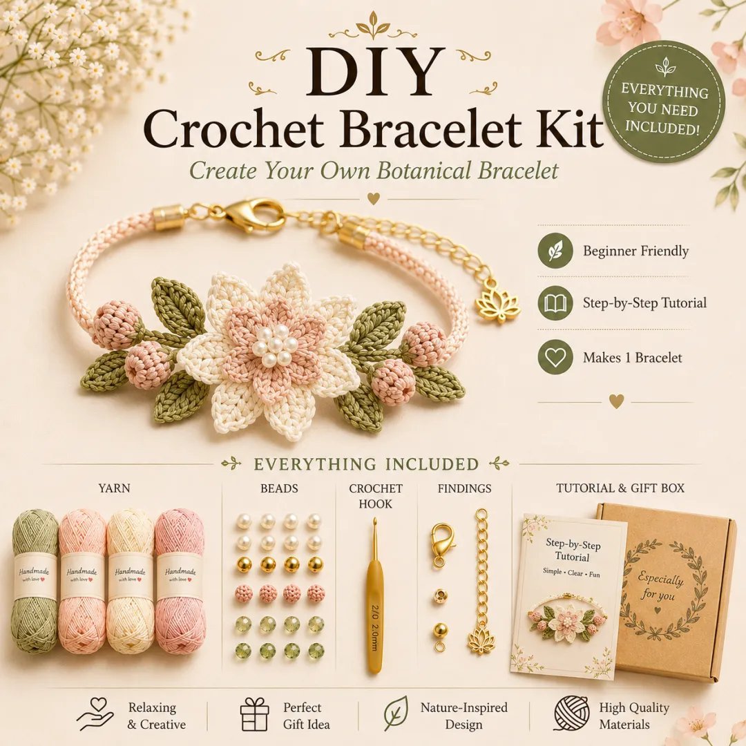 DIY Nature-Inspired Crochet Bracelet Making Kit