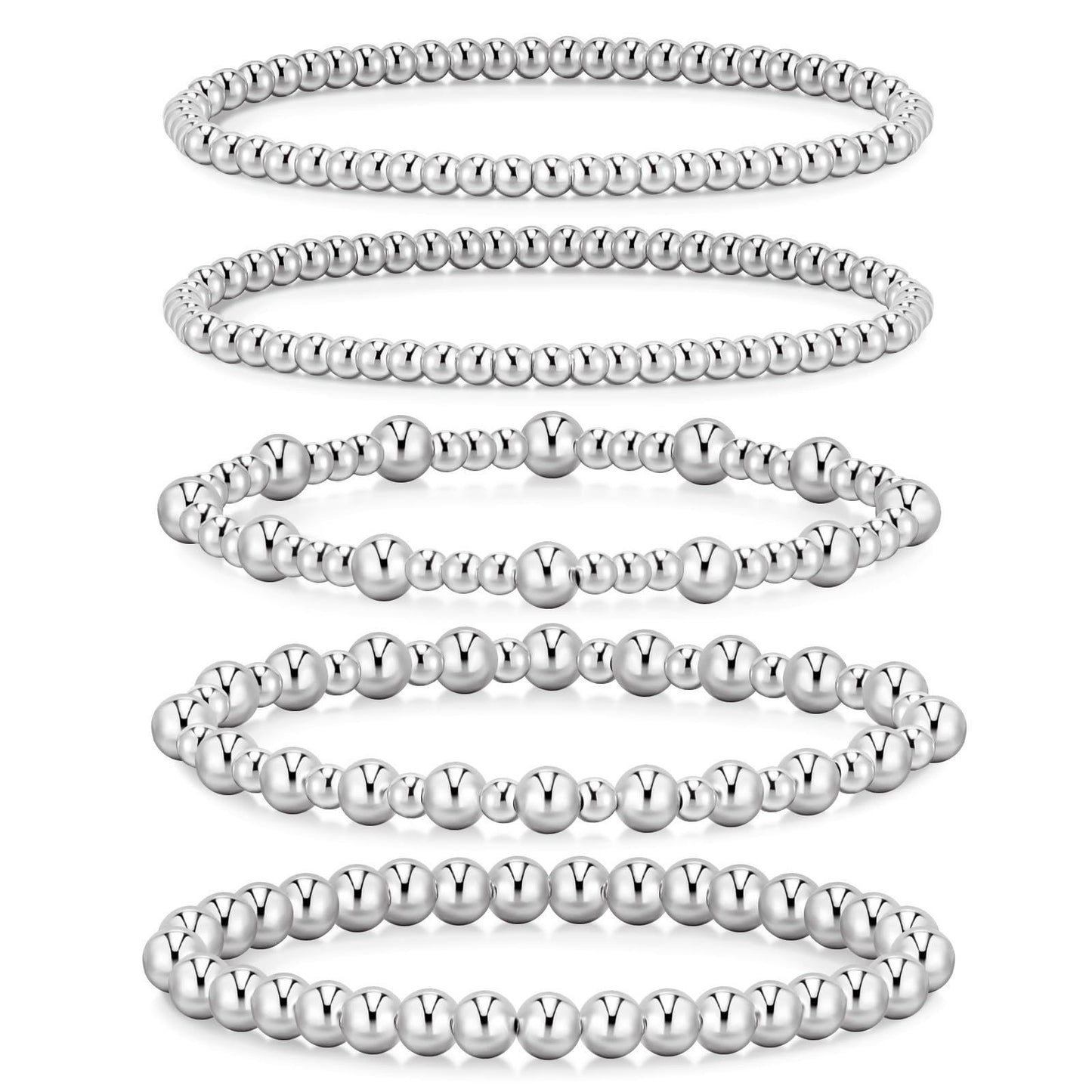 5Pcs Adjustable 14k Gold Plated Bead Bracelet Stack Gift Set