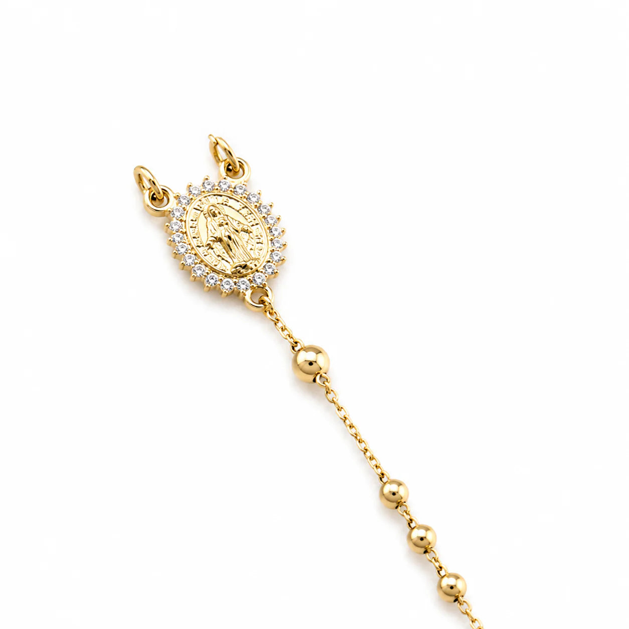 Miraculous Medal Necklace, Catholic Rosary Style Religious Rose Necklace
