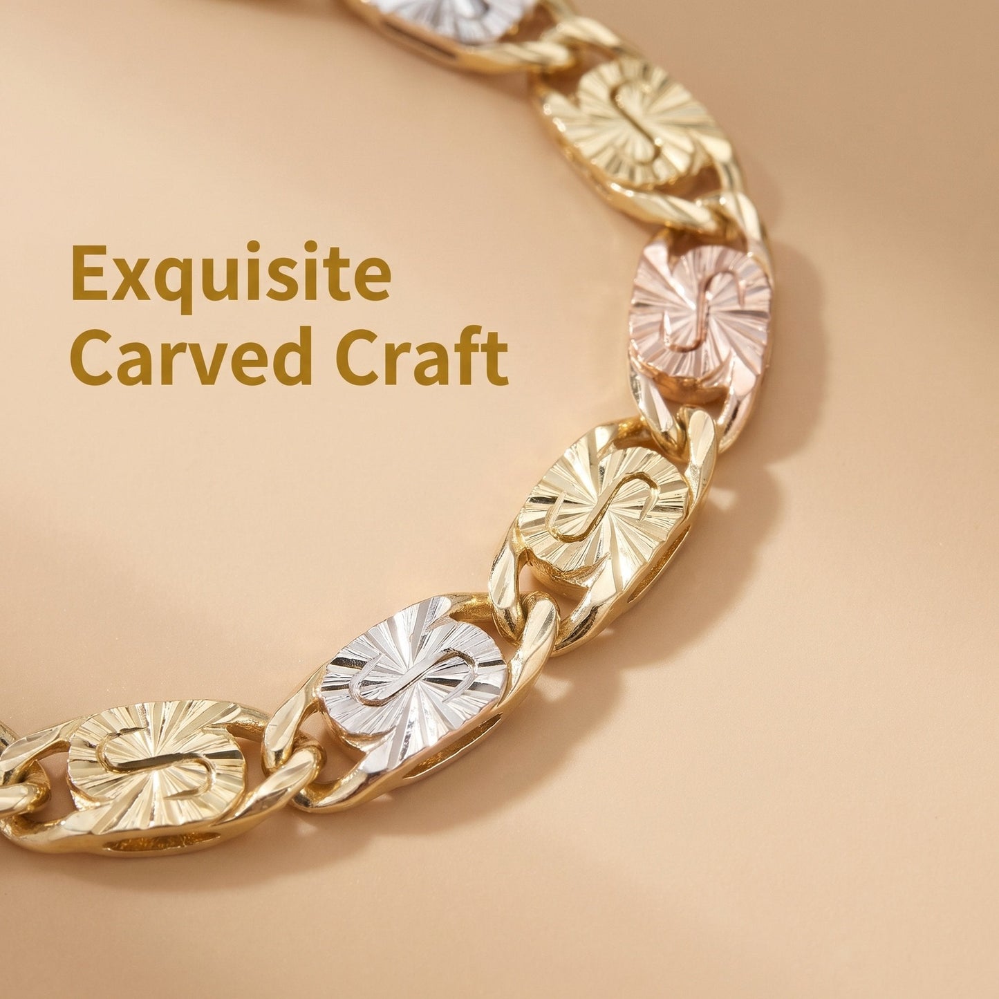 14K Gold Color Mariner Link Bracelet for Women