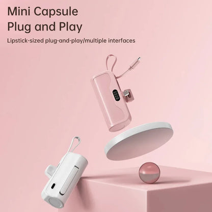 5000 mAh Mini Power Bank with Attached Cable – image 2