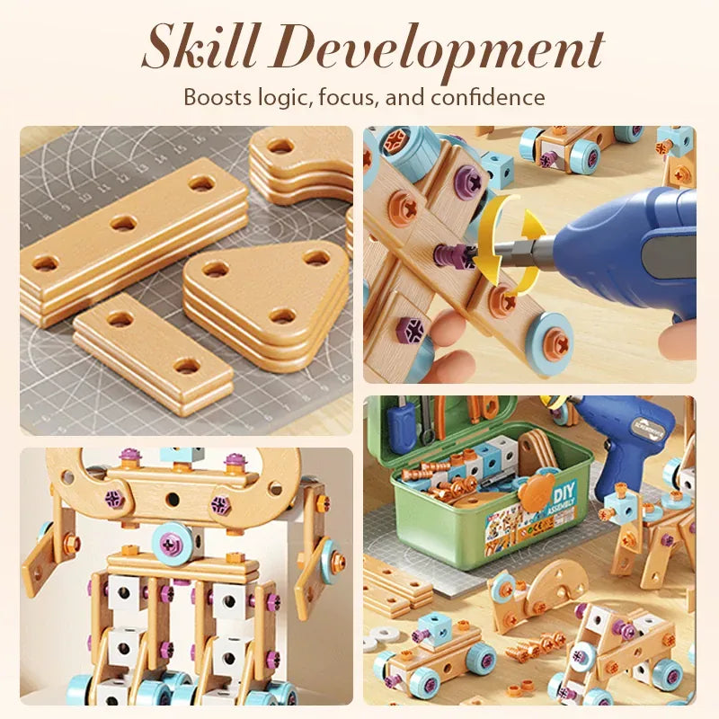 Kids’ 126-Piece DIY Tool Building Set with Electric Drill – image 2