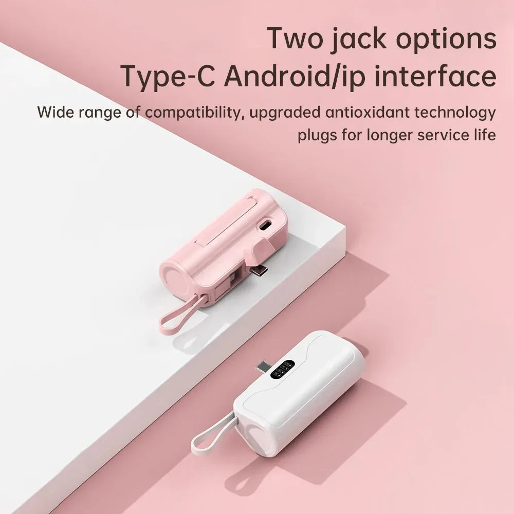 5000 mAh Mini Power Bank with Attached Cable – image 3