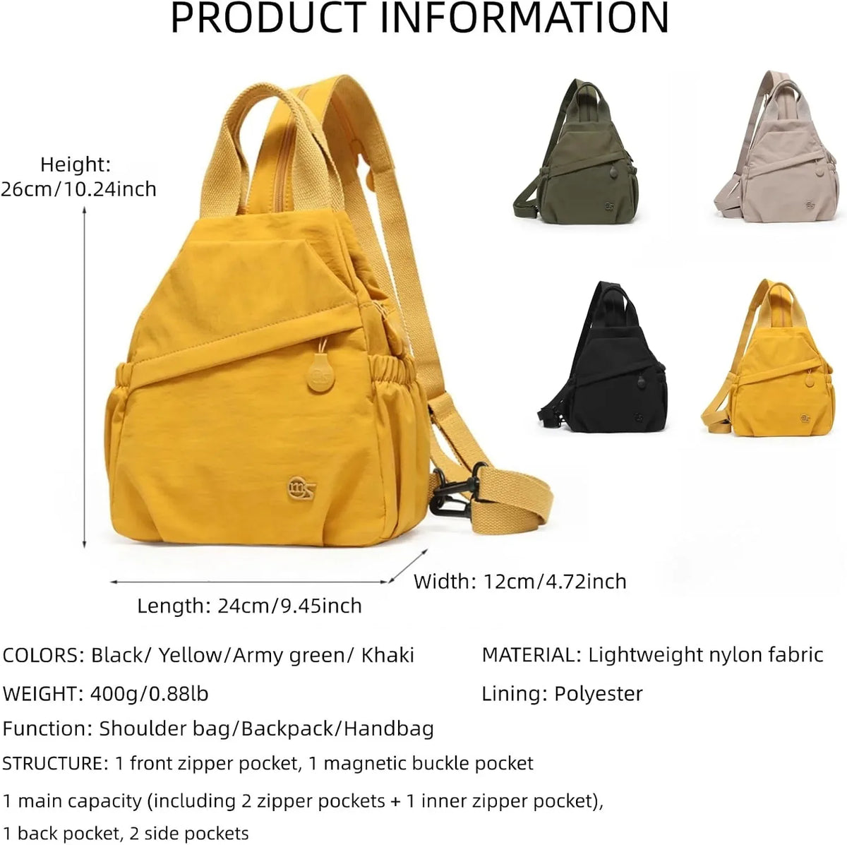 Convertible Everyday Backpack and Shoulder Bag in Four Colors – image 4