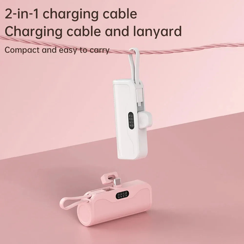 5000 mAh Mini Power Bank with Attached Cable – image 5