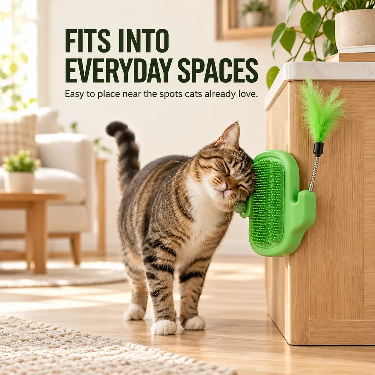 Corner Cat Self-Groomer with Teaser Wand and Catnip Ball – image 6