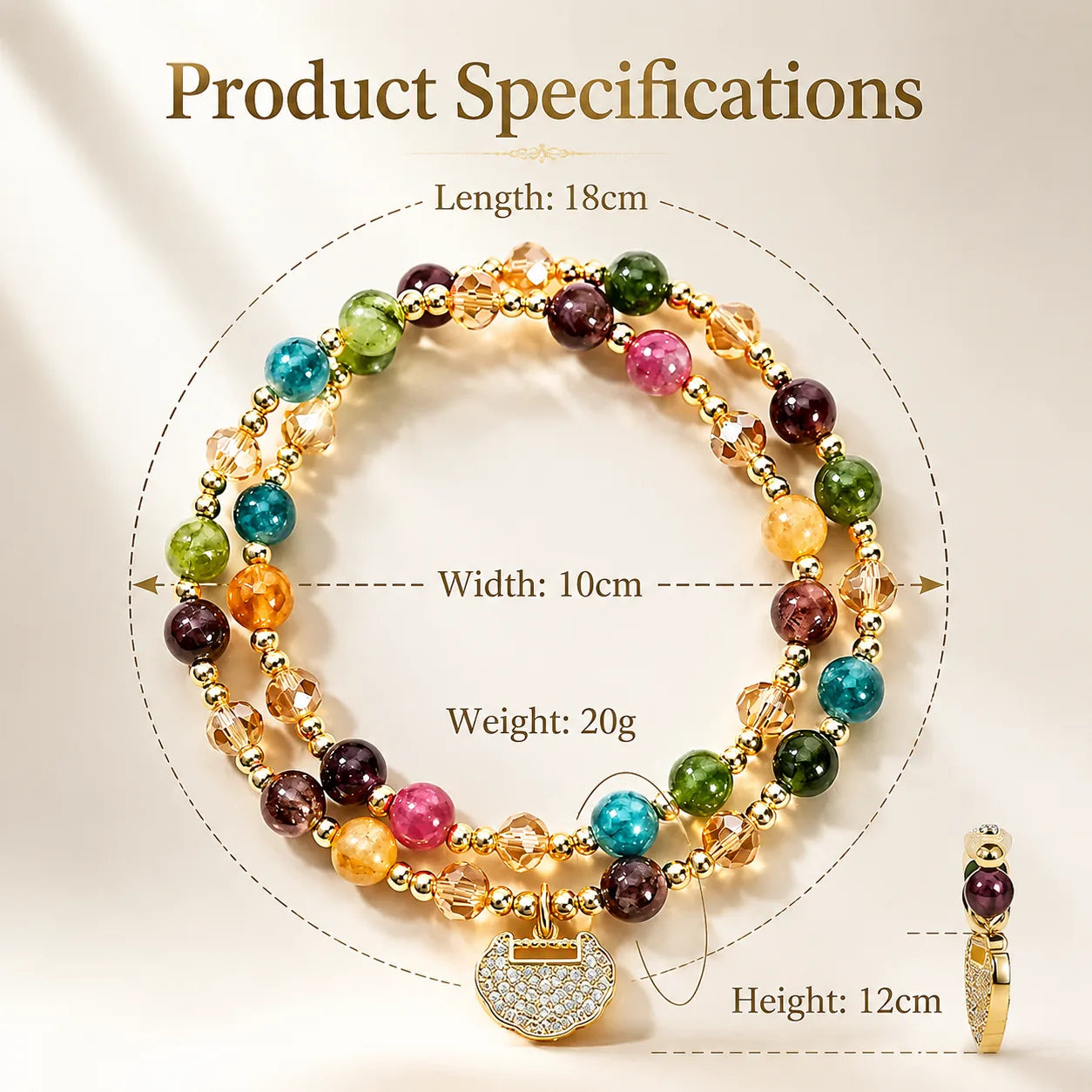 Double-Strand Beaded Ruyi Lock Bracelet – product detail 7