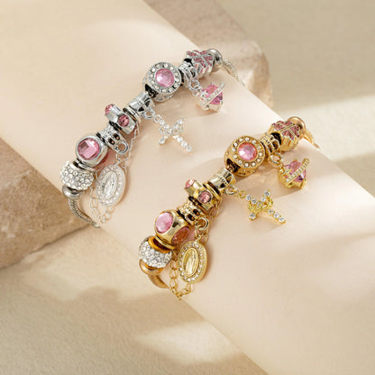 Virgin Mary Aurora Beaded Chain Bracelet