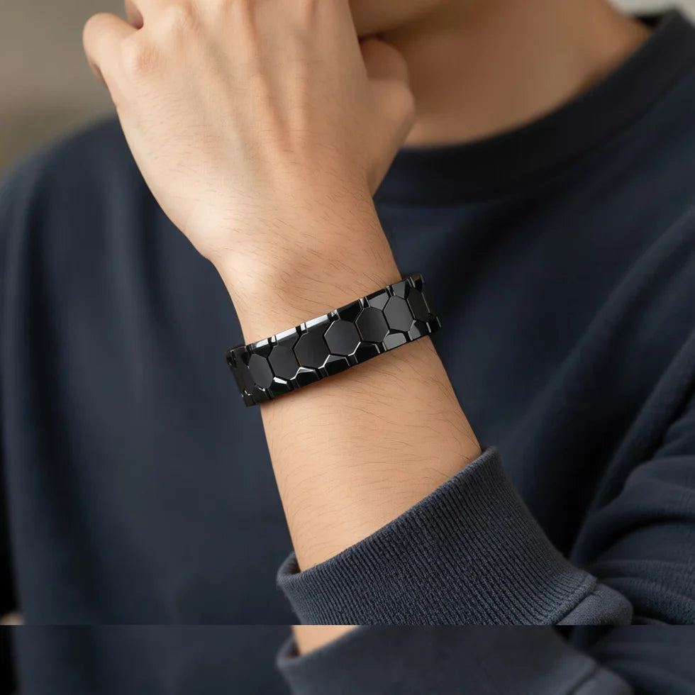 Hexagon Titanium Steel Magnetic Bracelet for Men