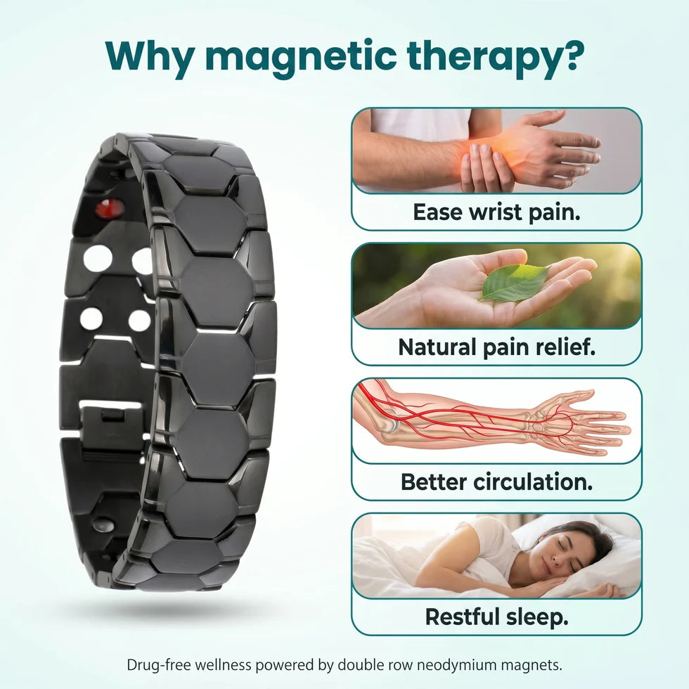 Hexagon Titanium Steel Magnetic Bracelet for Men