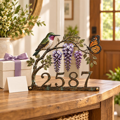 Personalized Hummingbird House Number Sign