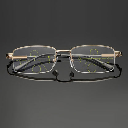Half-Rim Multifocal-Style Reading Glasses in Black or Gold