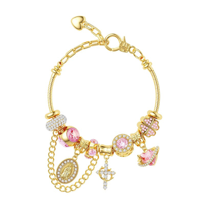 Virgin Mary Aurora Beaded Chain Bracelet