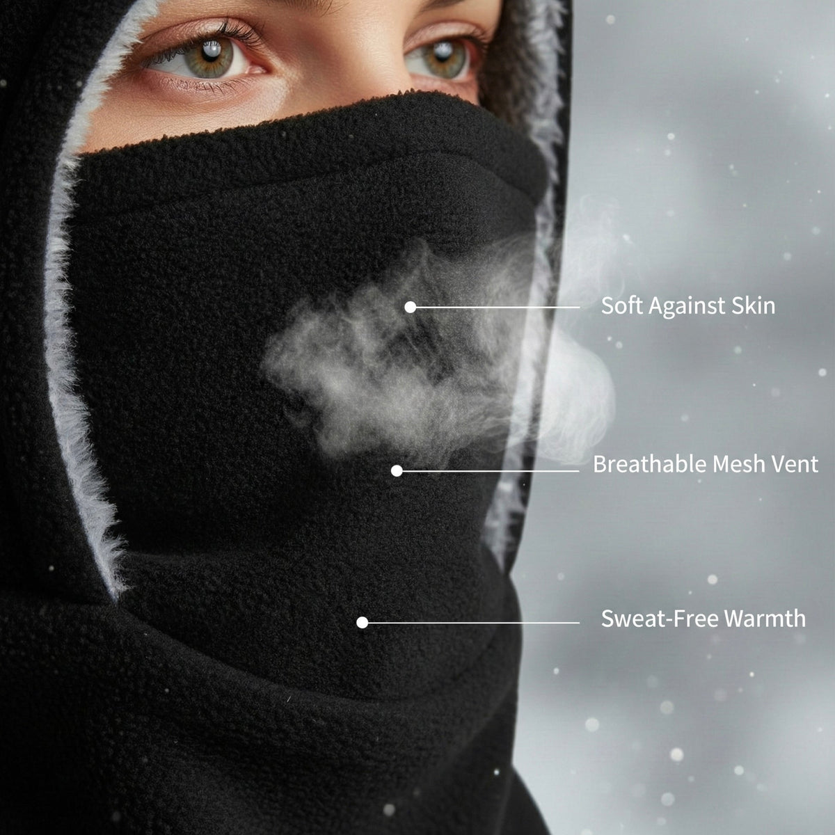 Three-in-One Fleece Balaclava Hat for Cold-Weather Outdoor Wear