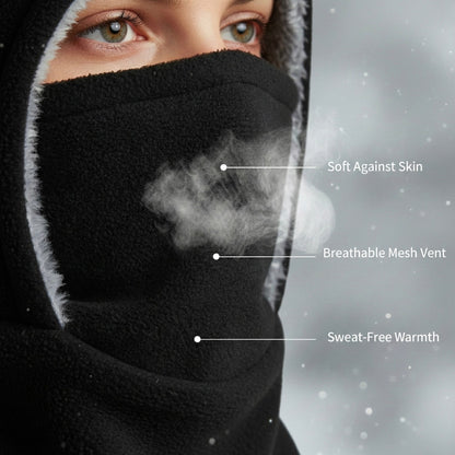 Three-in-One Fleece Balaclava Hat for Cold-Weather Outdoor Wear