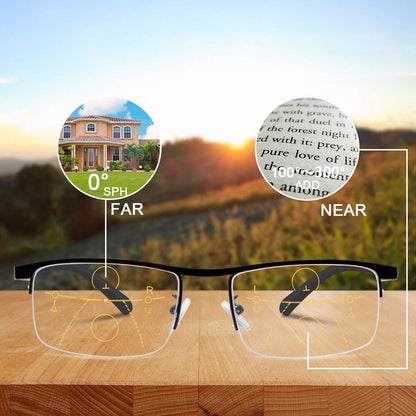 Half-Rim Multifocal-Style Reading Glasses in Black or Gold