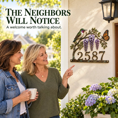 Personalized Hummingbird House Number Sign