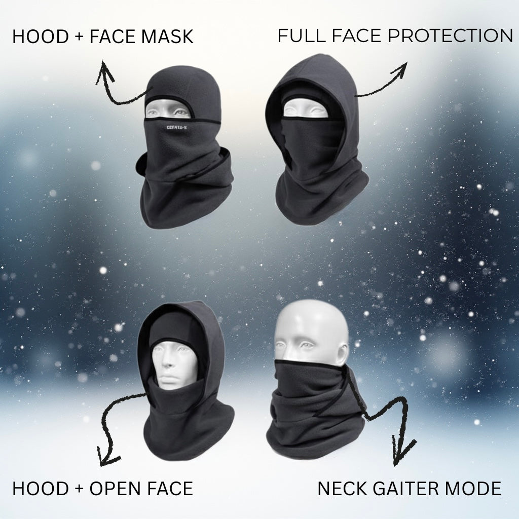 Three-in-One Fleece Balaclava Hat for Cold-Weather Outdoor Wear