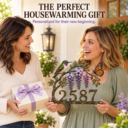 Personalized Hummingbird House Number Sign