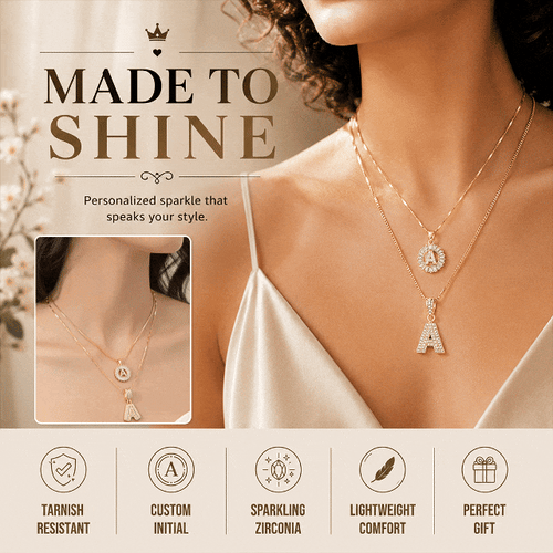 Full Paved Crystal Sugar 26 Letters Pendant Necklace