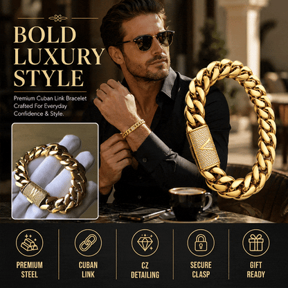 Iced Out Diamond Inlaid Cuban Chain Bracelet for Men