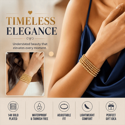 5Pcs Adjustable 14k Gold Plated Bead Bracelet Stack Gift Set