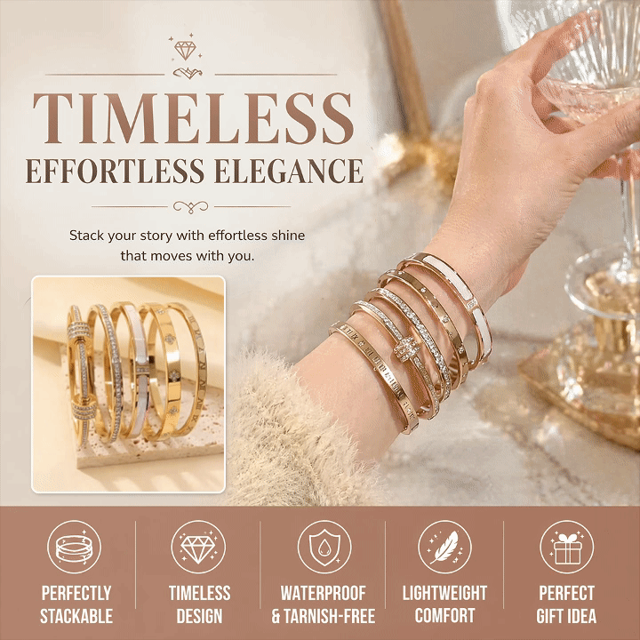 Women's Modern Luxury Stainless Steel 5-Piece Stackable Bracelet Set