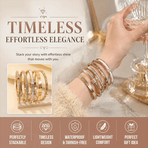 Women's Modern Luxury Stainless Steel 5-Piece Stackable Bracelet Set