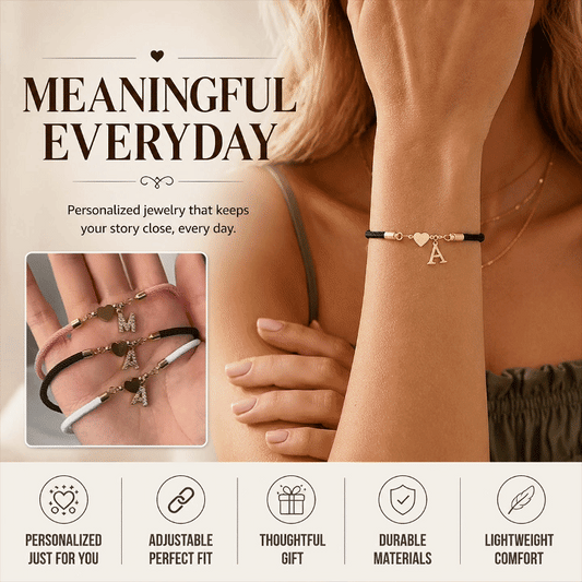 2Pcs Bracelets Set, Adjustable Gold Heart Pendant Chain