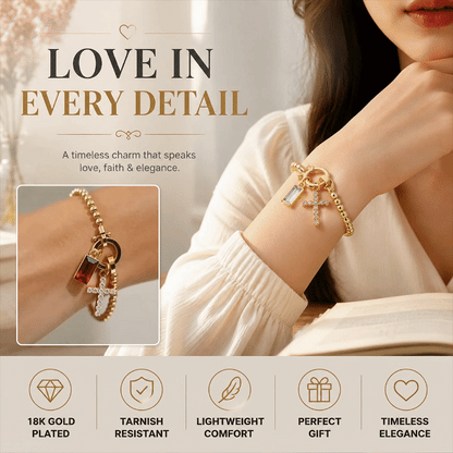 Gold-Tone Birthstone Cross Beaded Bracelet