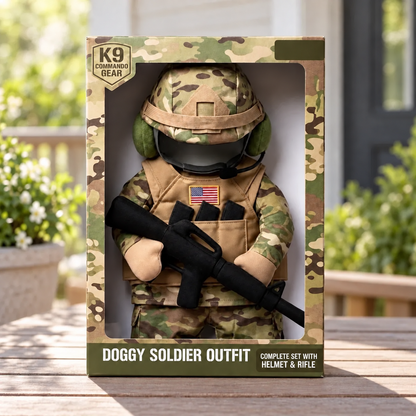 Front-Facing Soldier Dog Costume Set for Halloween Photos and Parties