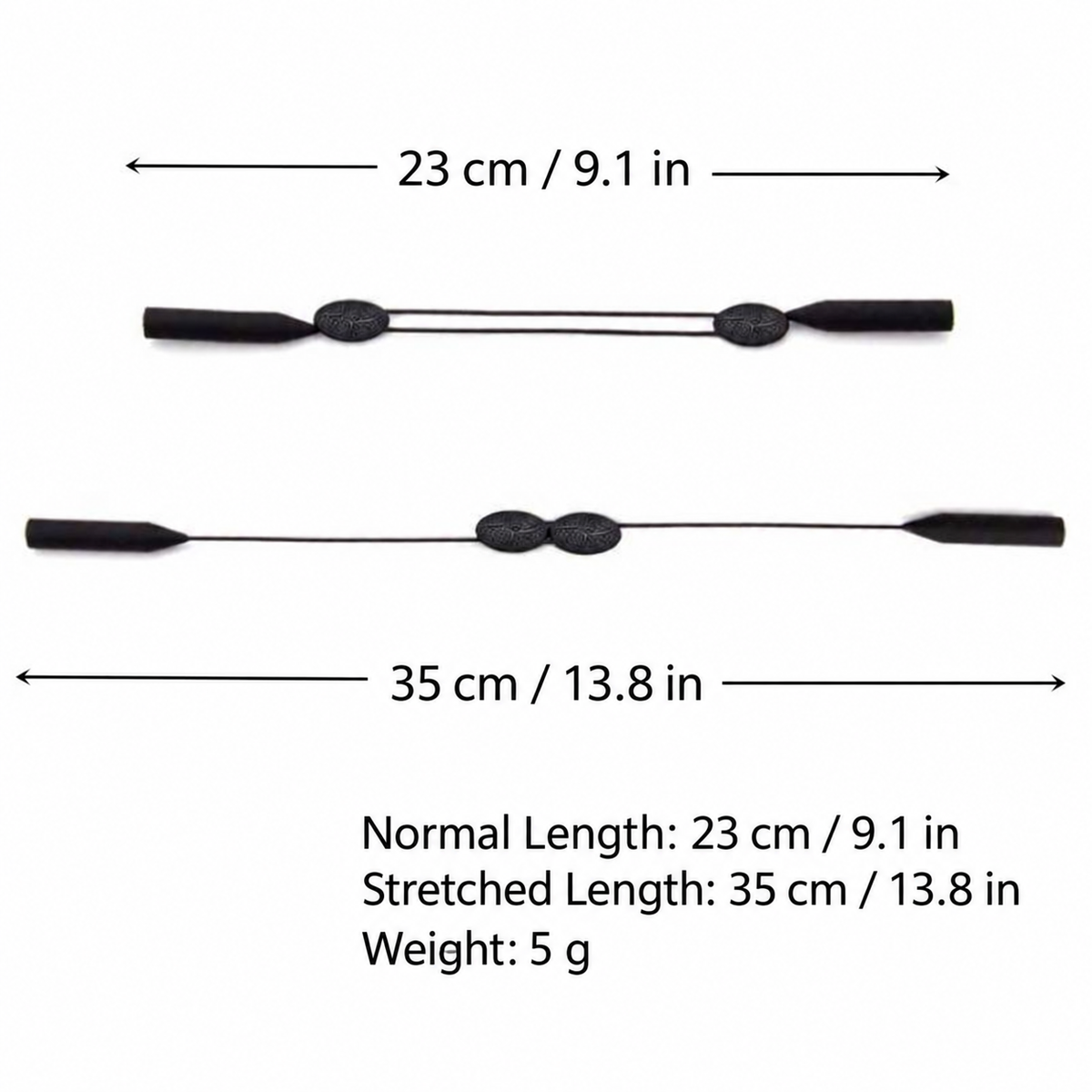Adjustable Black Eyeglass Retainer Straps, 5-Pack