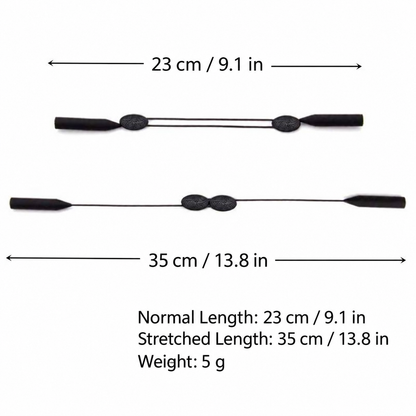 Adjustable Black Eyeglass Retainer Straps, 5-Pack