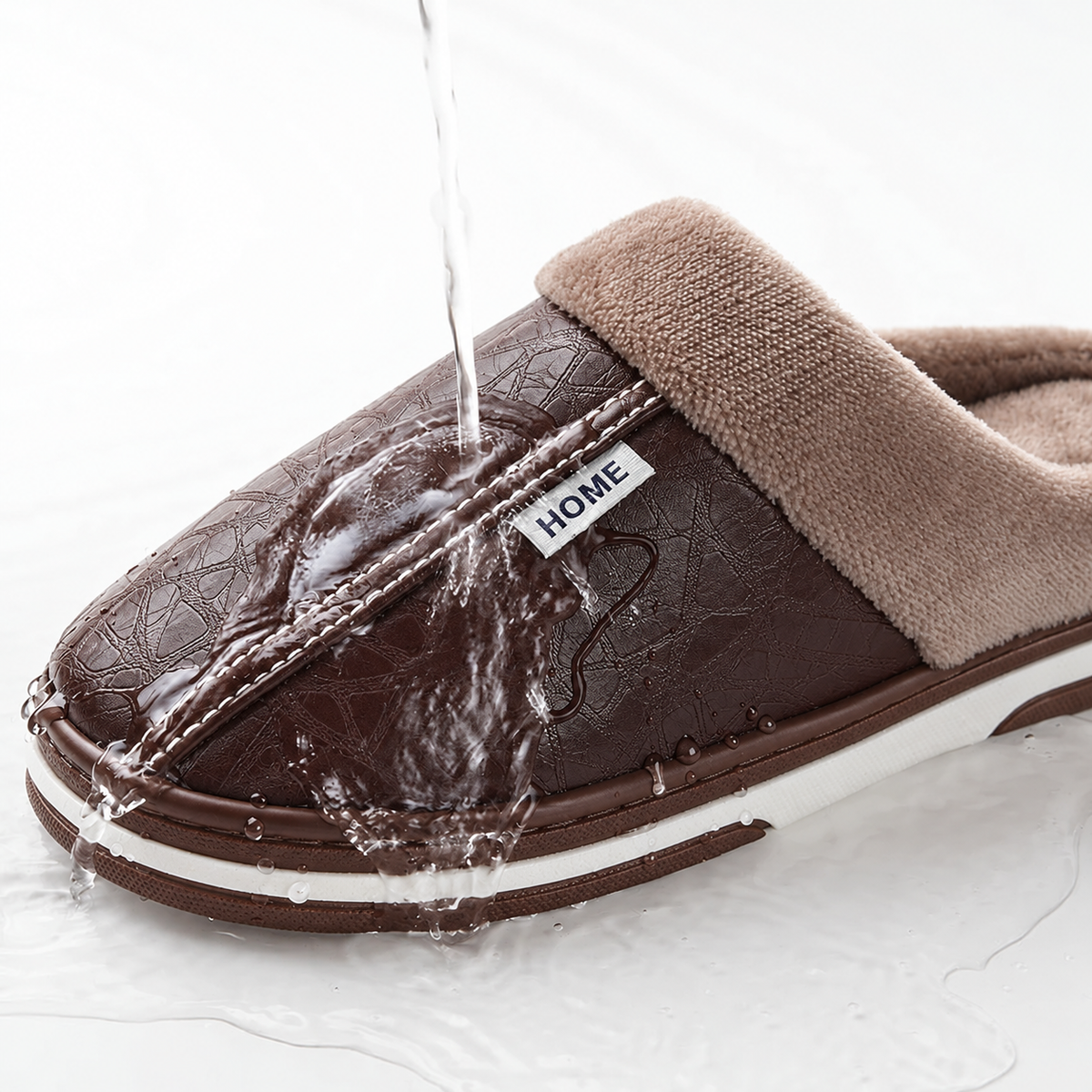 Plush-Lined Slip-On House Slippers