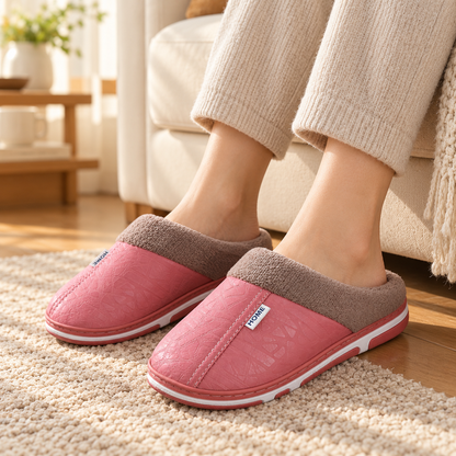 Plush-Lined Slip-On House Slippers