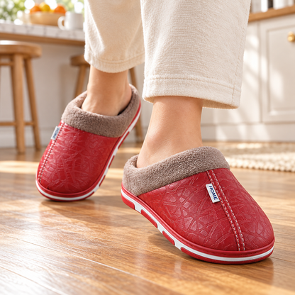 Plush-Lined Slip-On House Slippers