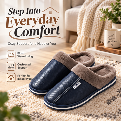 Plush-Lined Slip-On House Slippers