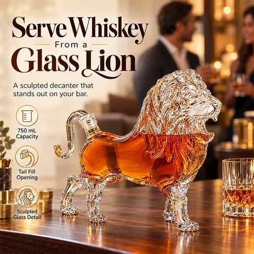 Lion-Shaped Glass Liquor Decanter in 500 mL or 750 mL