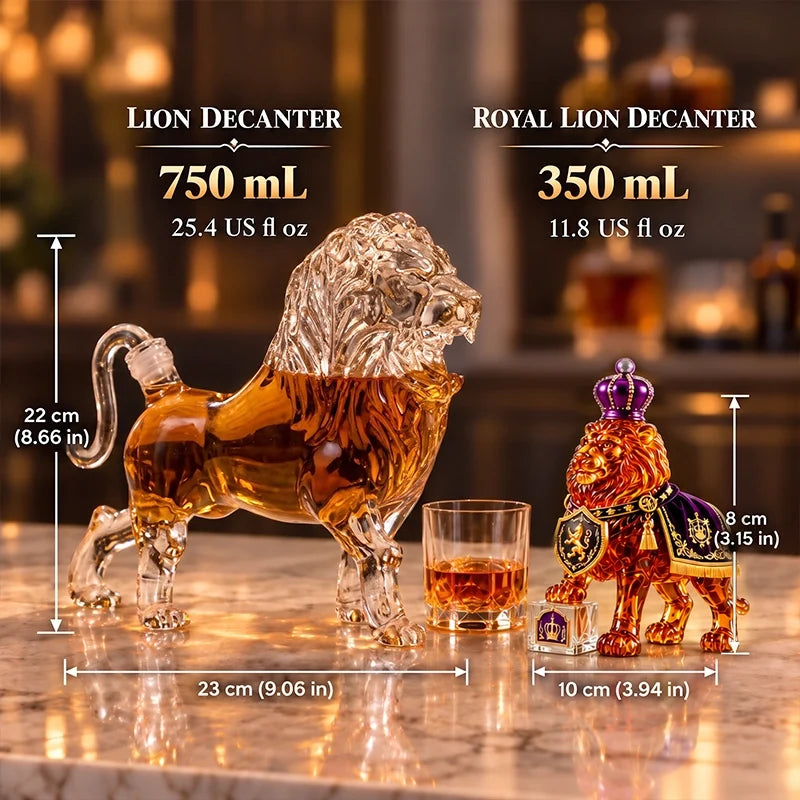 Lion-Shaped Glass Liquor Decanter in 500 mL or 750 mL