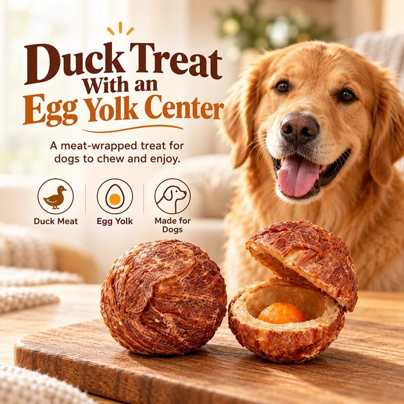 Duck Jerky Chew Balls with Egg-Yolk Filling, 2-Pack