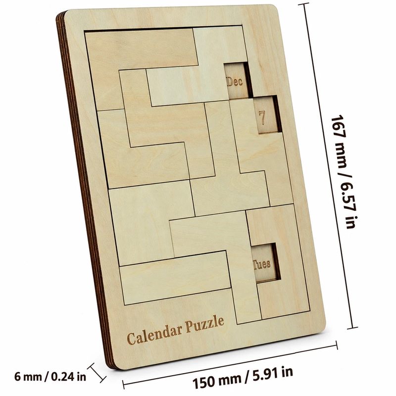 Wooden Daily Calendar Puzzle for a Screen-Free Challenge
