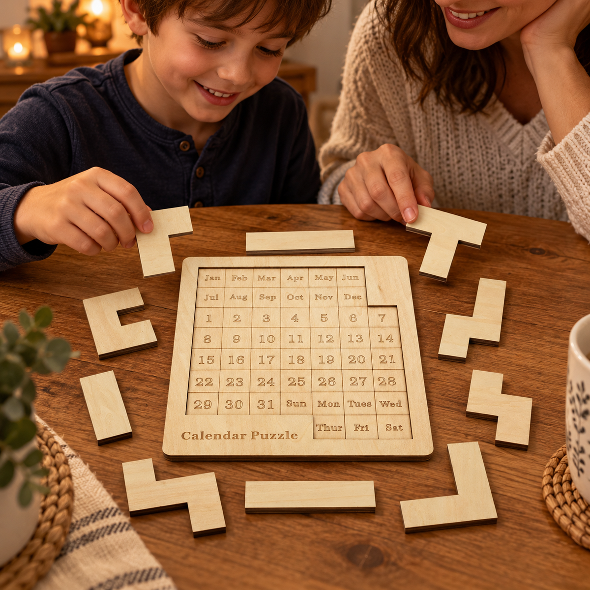 Wooden Daily Calendar Puzzle for a Screen-Free Challenge