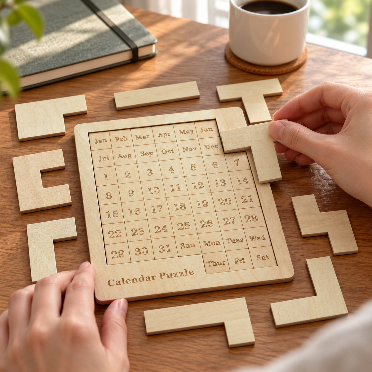 Wooden Daily Calendar Puzzle for a Screen-Free Challenge