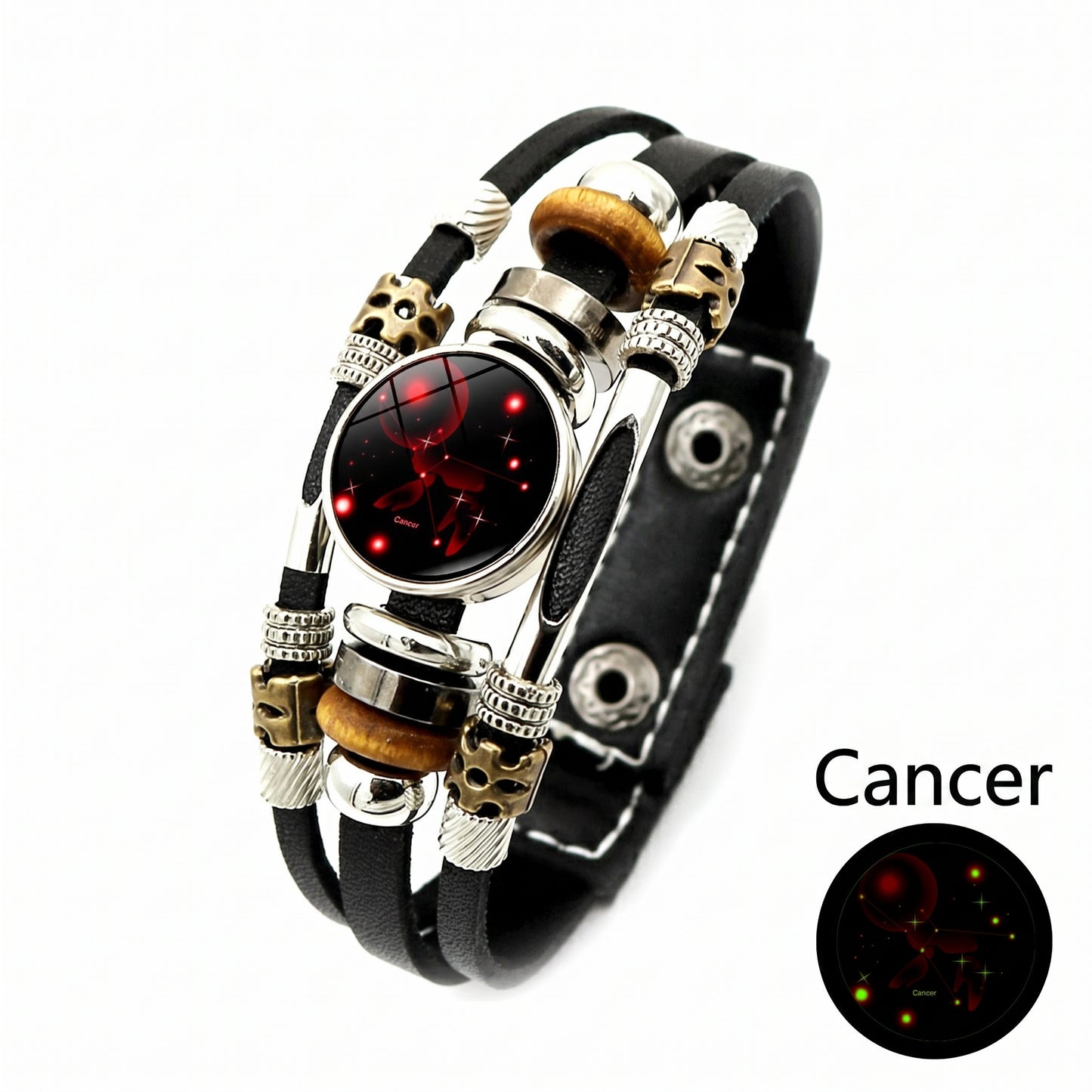 Luminous Twelve Constellations Leather Couple Bracelets 2 Pack