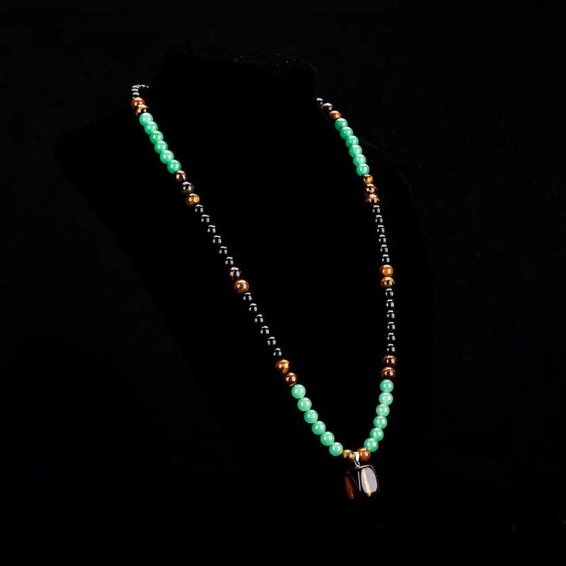 Lucky Tiger Eye & Obsidian Necklace & Bracelet Set