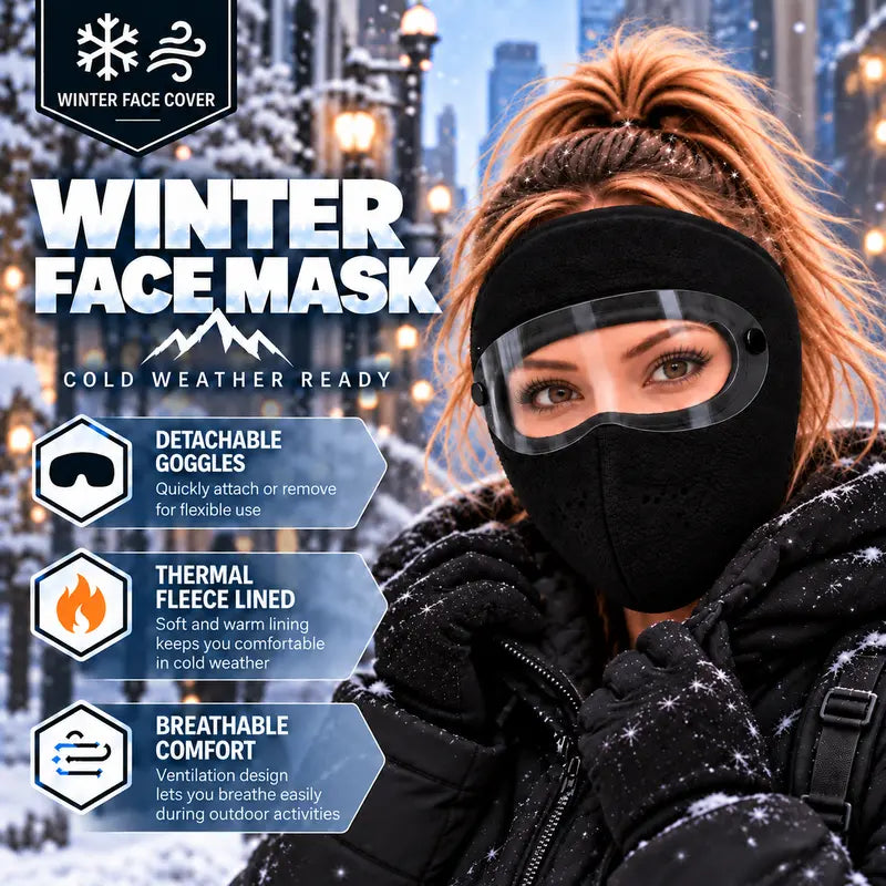 Winter Fleece Face Cover with Detachable Clear Goggles