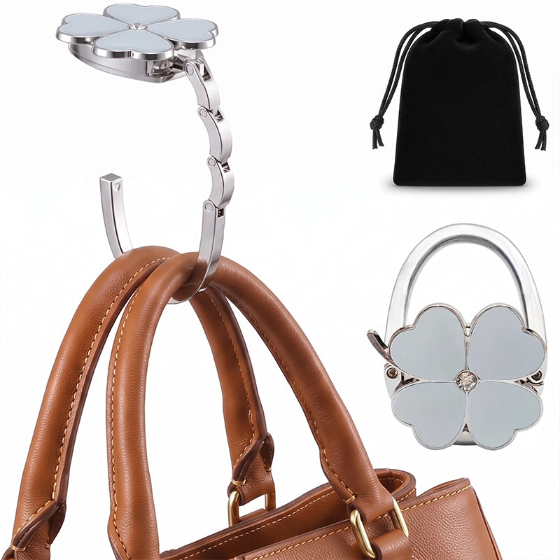 Foldable Four-Leaf Clover Purse Hook for Tables