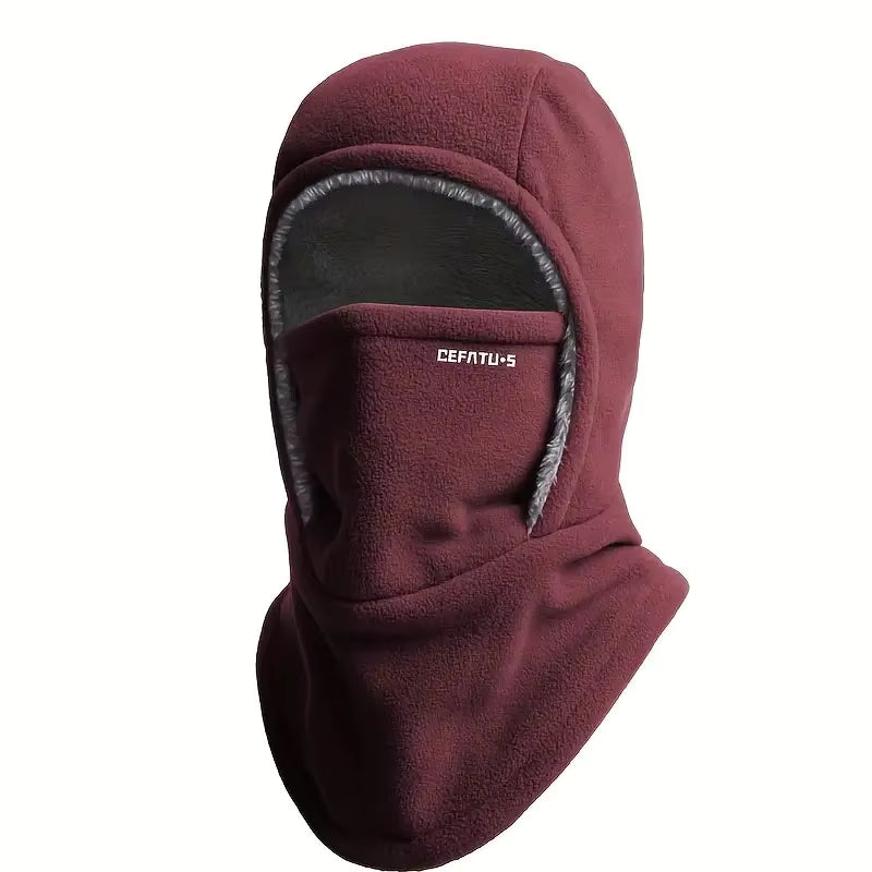 Three-in-One Fleece Balaclava Hat for Cold-Weather Outdoor Wear